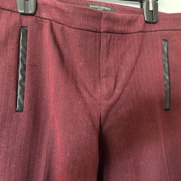 BANANA REPUBLIC DARK RED HERRINGBONE SLIM ANKLE PANTS - Picture 2 of 4